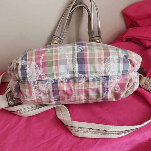 Coach Poppy crossbody satchel 2 way plaid purse - Picture 6 of 14